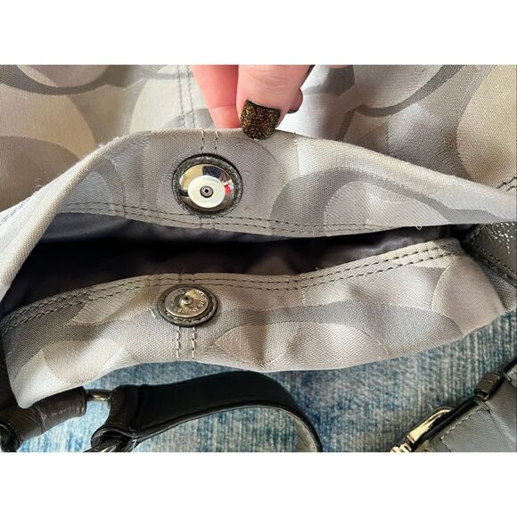 Coach Silver Gray Penelope Optic Jacquard C Monogram Hobo Shoulder Bag F17476 - Picture 5 of 12